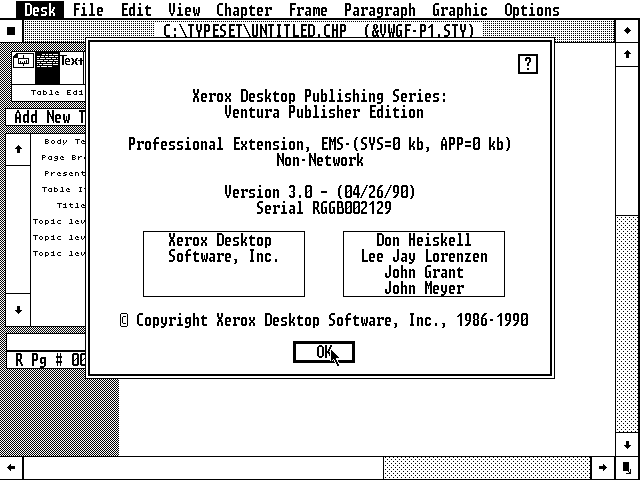 Ventura Publisher 3.0 - About